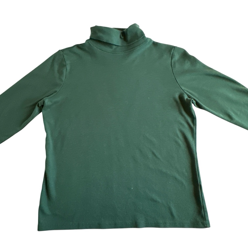 L.L. Bean Dark Green Supima Cotton Women’s Dark Green Turtleneck Top - Picture 5 of 13
